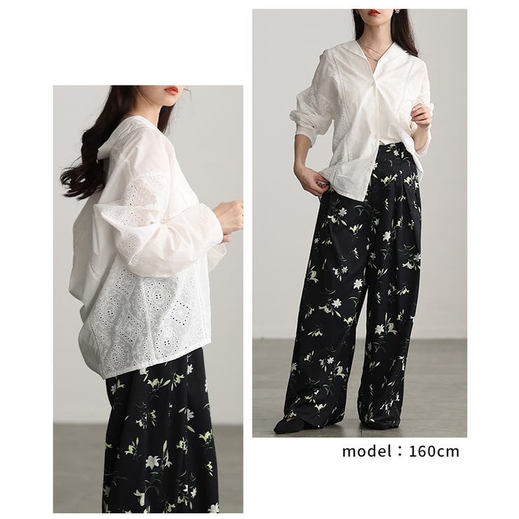 綺麗めに纏まるパンチングレースオープンカラーシャツ レディース ファッション | Sawa a la mode | 詳細画像10 