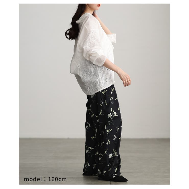 綺麗めに纏まるパンチングレースオープンカラーシャツ レディース ファッション | Sawa a la mode | 詳細画像15 