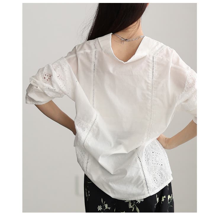 綺麗めに纏まるパンチングレースオープンカラーシャツ レディース ファッション | Sawa a la mode | 詳細画像22 