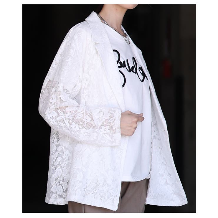 高見え感度抜群な花柄クロシェレーステーラードジャケット レディース ファッション | Sawa a la mode | 詳細画像18 