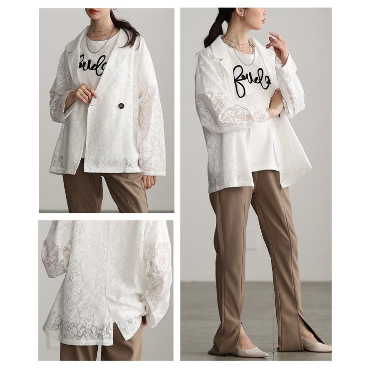 高見え感度抜群な花柄クロシェレーステーラードジャケット レディース ファッション | Sawa a la mode | 詳細画像19 