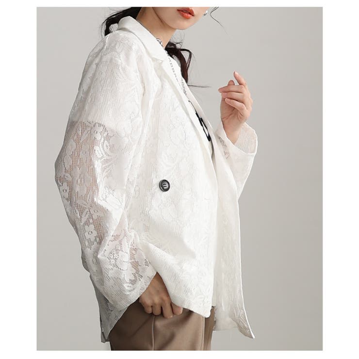 高見え感度抜群な花柄クロシェレーステーラードジャケット レディース ファッション | Sawa a la mode | 詳細画像21 