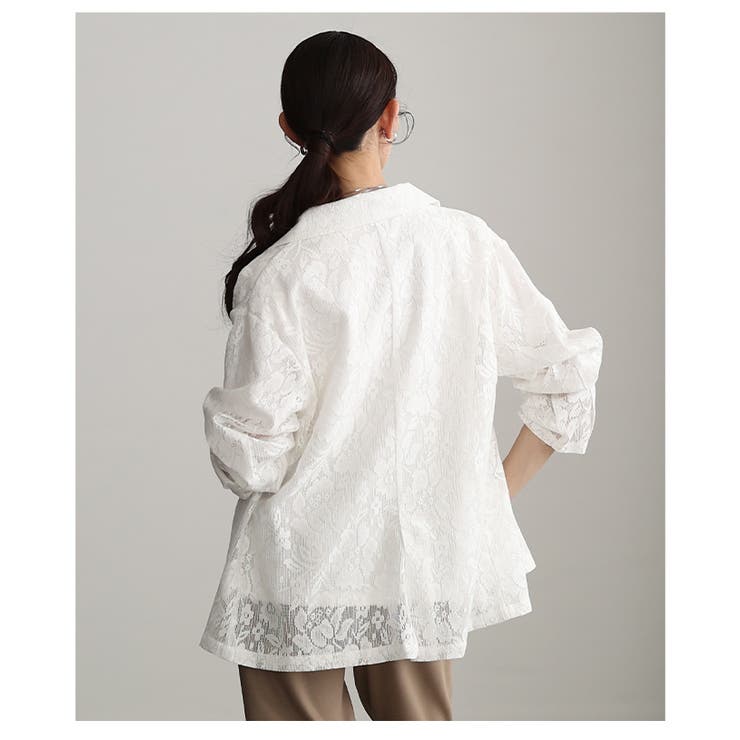 高見え感度抜群な花柄クロシェレーステーラードジャケット レディース ファッション | Sawa a la mode | 詳細画像22 