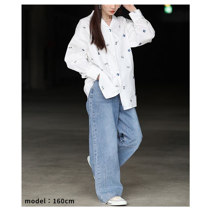 開放感を描く花柄刺繍オープンカラーコットンシャツ レディース ファッション | Sawa a la mode | 詳細画像12 