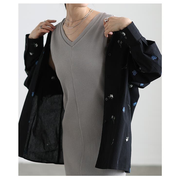 開放感を描く花柄刺繍オープンカラーコットンシャツ レディース ファッション | Sawa a la mode | 詳細画像18 