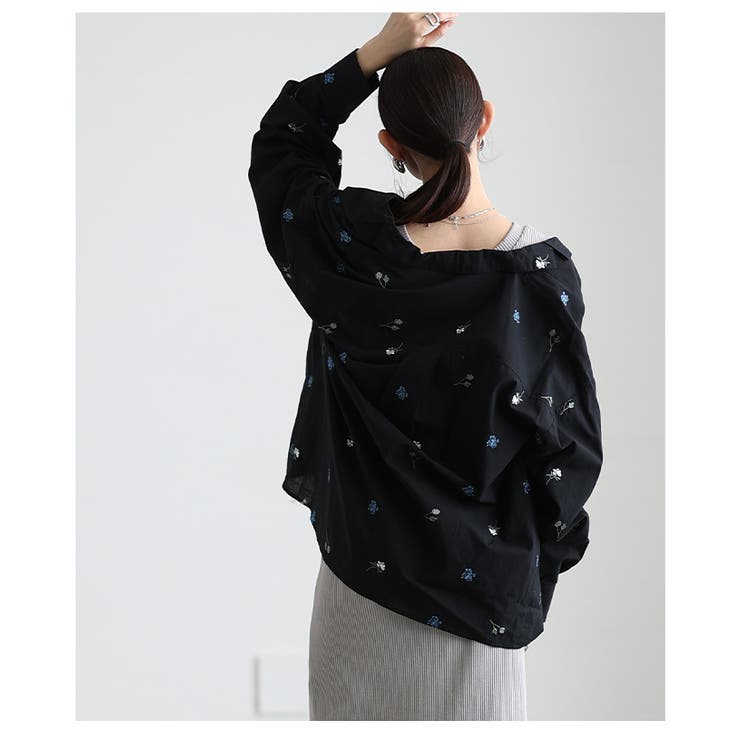 開放感を描く花柄刺繍オープンカラーコットンシャツ レディース ファッション | Sawa a la mode | 詳細画像22 