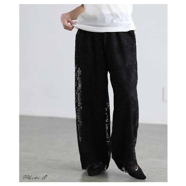 足下華やぐクロシェレースイージーワイドパンツ レディース ファッション | Sawa a la mode | 詳細画像2 