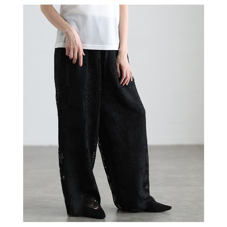 足下華やぐクロシェレースイージーワイドパンツ レディース ファッション | Sawa a la mode | 詳細画像4 