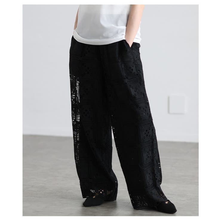 足下華やぐクロシェレースイージーワイドパンツ レディース ファッション | Sawa a la mode | 詳細画像10 