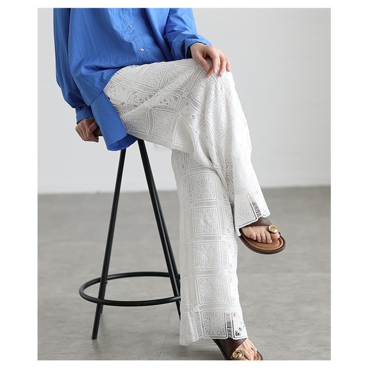 足下華やぐクロシェレースイージーワイドパンツ レディース ファッション | Sawa a la mode | 詳細画像14 