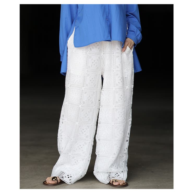 足下華やぐクロシェレースイージーワイドパンツ レディース ファッション | Sawa a la mode | 詳細画像17 