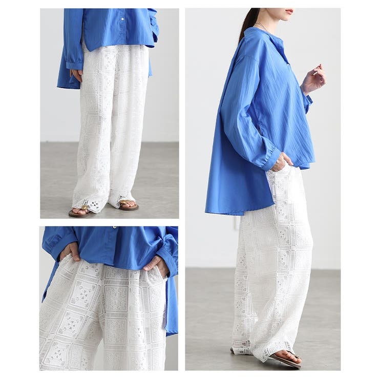 足下華やぐクロシェレースイージーワイドパンツ レディース ファッション | Sawa a la mode | 詳細画像19 