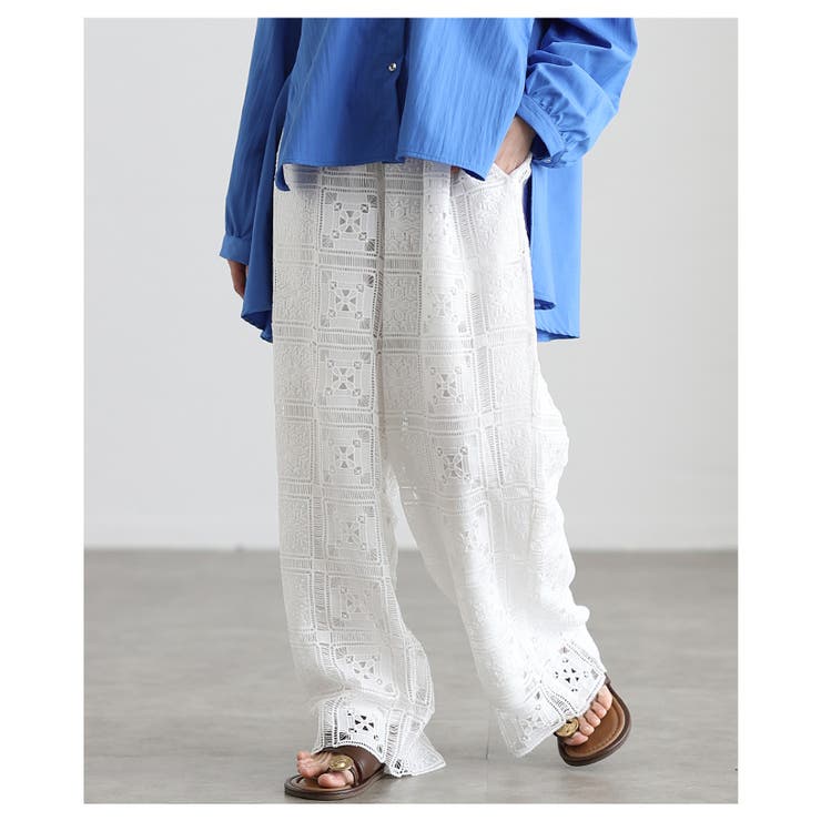 足下華やぐクロシェレースイージーワイドパンツ レディース ファッション | Sawa a la mode | 詳細画像20 