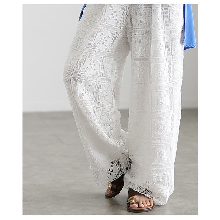 足下華やぐクロシェレースイージーワイドパンツ レディース ファッション | Sawa a la mode | 詳細画像21 