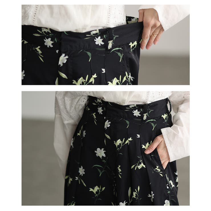 大人に馴染む華やかな花柄プリントタックワイドパンツ レディース ファッション | Sawa a la mode | 詳細画像5 