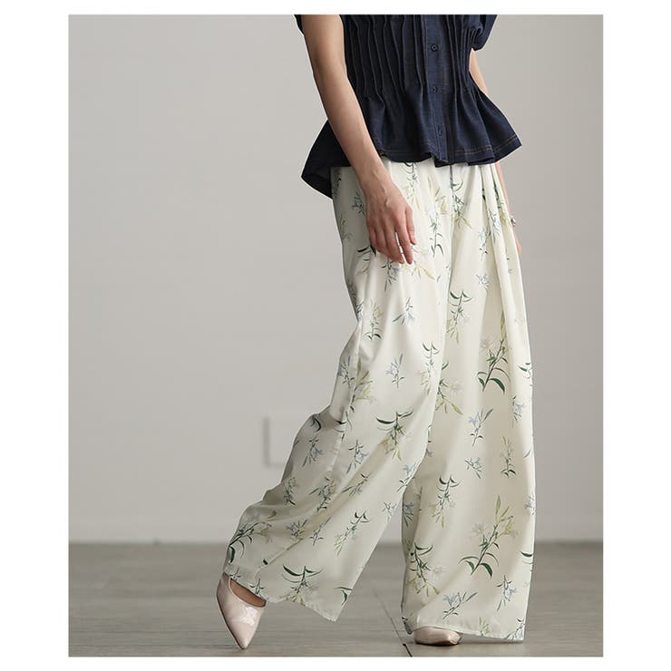 大人に馴染む華やかな花柄プリントタックワイドパンツ レディース ファッション | Sawa a la mode | 詳細画像14 