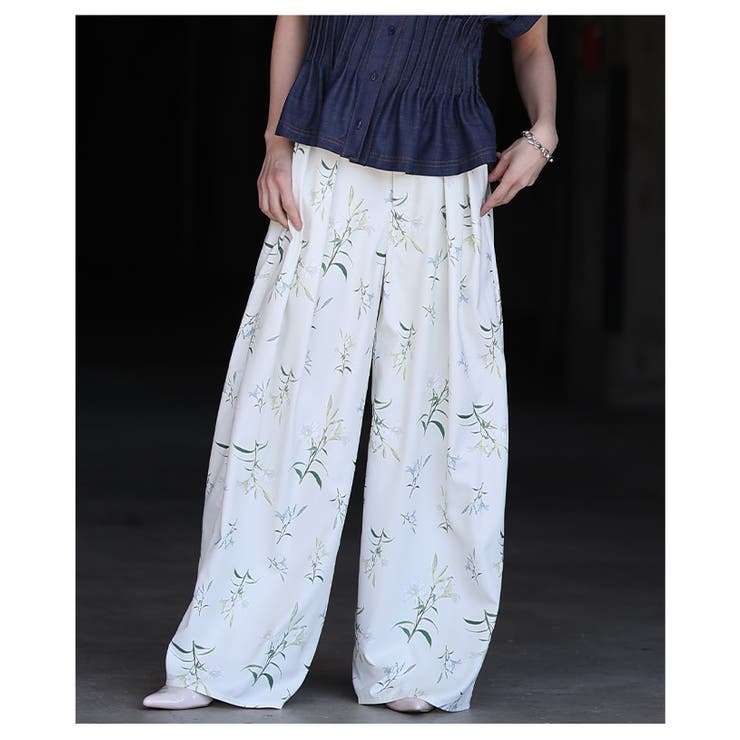 大人に馴染む華やかな花柄プリントタックワイドパンツ レディース ファッション | Sawa a la mode | 詳細画像16 