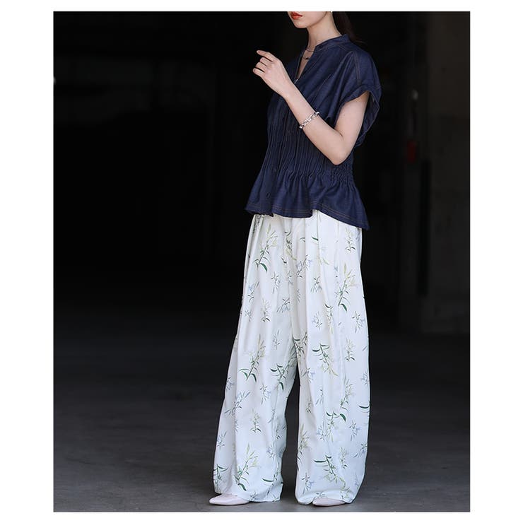 大人に馴染む華やかな花柄プリントタックワイドパンツ レディース ファッション | Sawa a la mode | 詳細画像17 