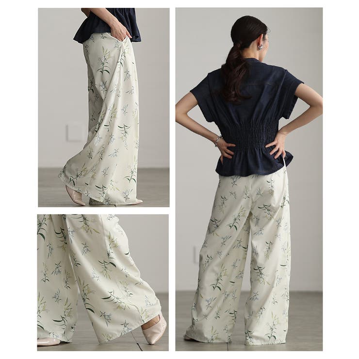 大人に馴染む華やかな花柄プリントタックワイドパンツ レディース ファッション | Sawa a la mode | 詳細画像19 