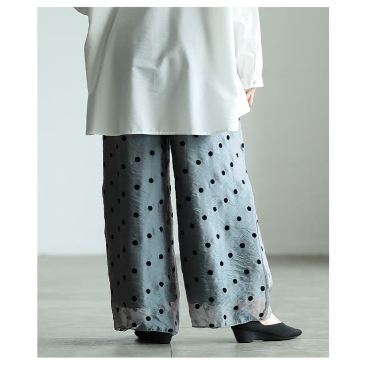 シアーで魅せるフロッキードットシアーワイドパンツ レディース パンツ | Sawa a la mode | 詳細画像9 