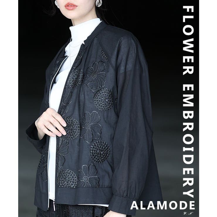 さりげなく華やぐフラワーエンブロイダリーシアーブルゾン レディース アウター | Sawa a la mode | 詳細画像1 