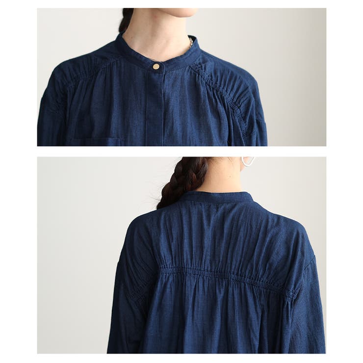 軽やかな風を纏うシアーデニムギャザー裾ドロストシャツ レディース ファッション | Sawa a la mode | 詳細画像5 