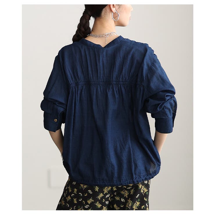 軽やかな風を纏うシアーデニムギャザー裾ドロストシャツ レディース ファッション | Sawa a la mode | 詳細画像7 