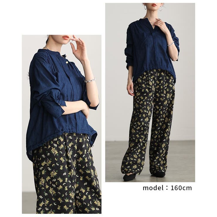 軽やかな風を纏うシアーデニムギャザー裾ドロストシャツ レディース ファッション | Sawa a la mode | 詳細画像9 
