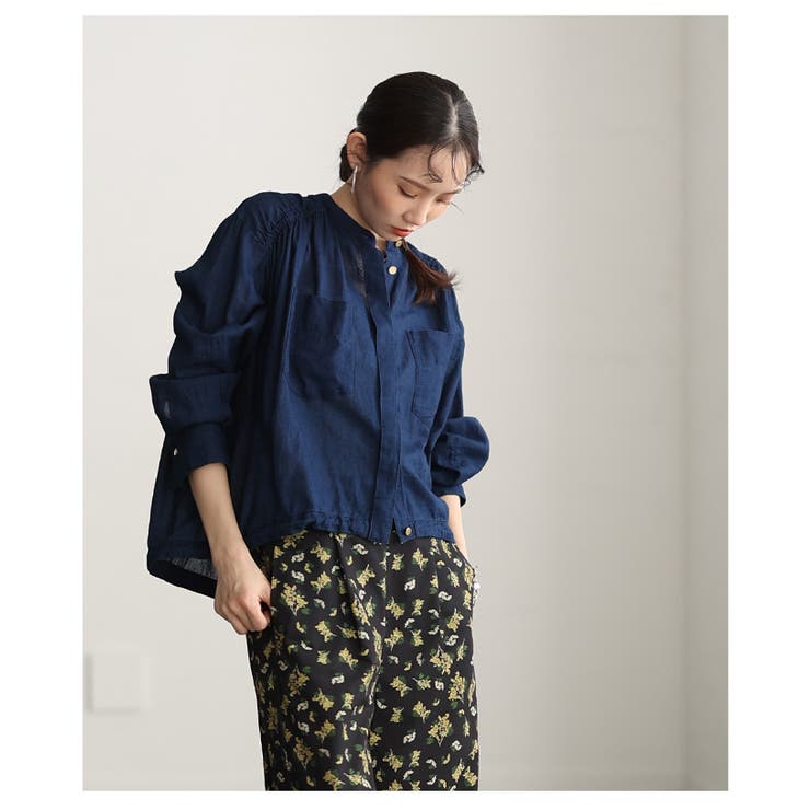 軽やかな風を纏うシアーデニムギャザー裾ドロストシャツ レディース ファッション | Sawa a la mode | 詳細画像11 