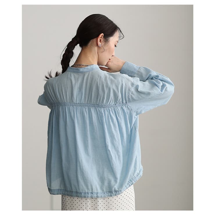 軽やかな風を纏うシアーデニムギャザー裾ドロストシャツ レディース ファッション | Sawa a la mode | 詳細画像17 