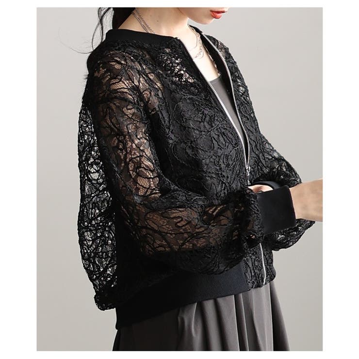 MIXスタイル楽しむ総レース×コード刺繍ジップアップブルゾン レディース ファッ… | Sawa a la mode | 詳細画像4 