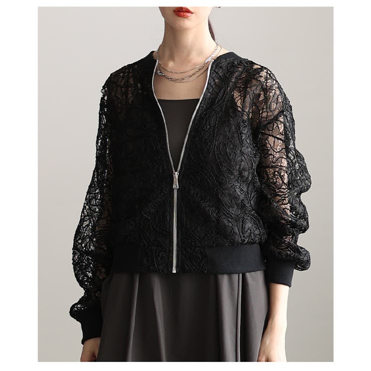 MIXスタイル楽しむ総レース×コード刺繍ジップアップブルゾン レディース ファッ… | Sawa a la mode | 詳細画像8 
