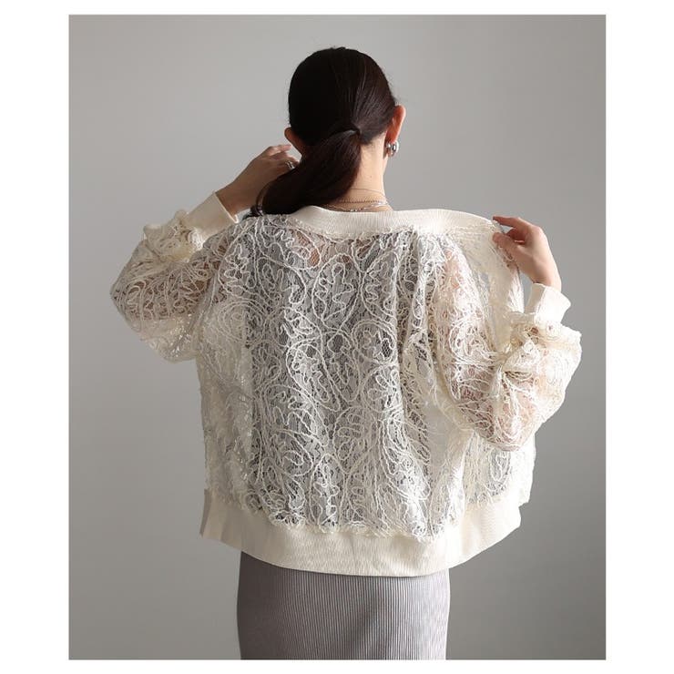 MIXスタイル楽しむ総レース×コード刺繍ジップアップブルゾン レディース ファッ… | Sawa a la mode | 詳細画像17 