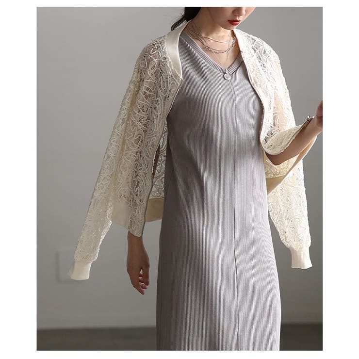 MIXスタイル楽しむ総レース×コード刺繍ジップアップブルゾン レディース ファッ… | Sawa a la mode | 詳細画像18 