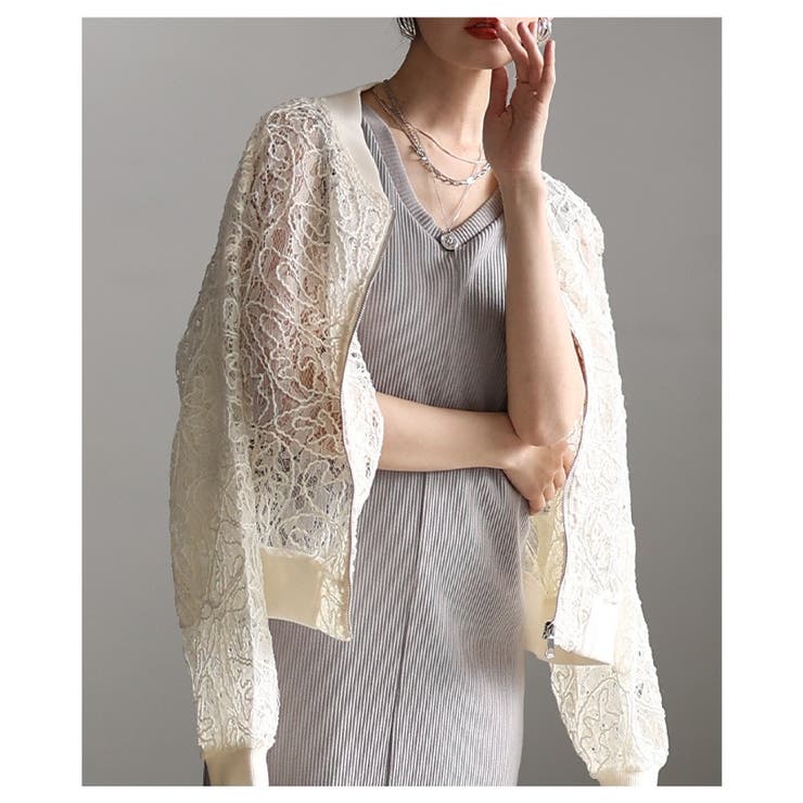 MIXスタイル楽しむ総レース×コード刺繍ジップアップブルゾン レディース ファッ… | Sawa a la mode | 詳細画像20 