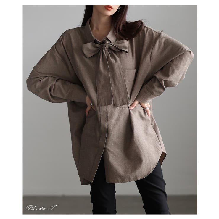 こなれるラフ感漂うボウタイ付きダンガリーロングシャツ レディース ファッション | Sawa a la mode | 詳細画像2 