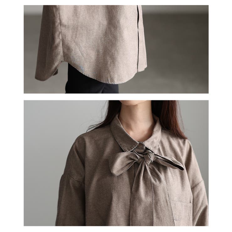 こなれるラフ感漂うボウタイ付きダンガリーロングシャツ レディース ファッション | Sawa a la mode | 詳細画像5 