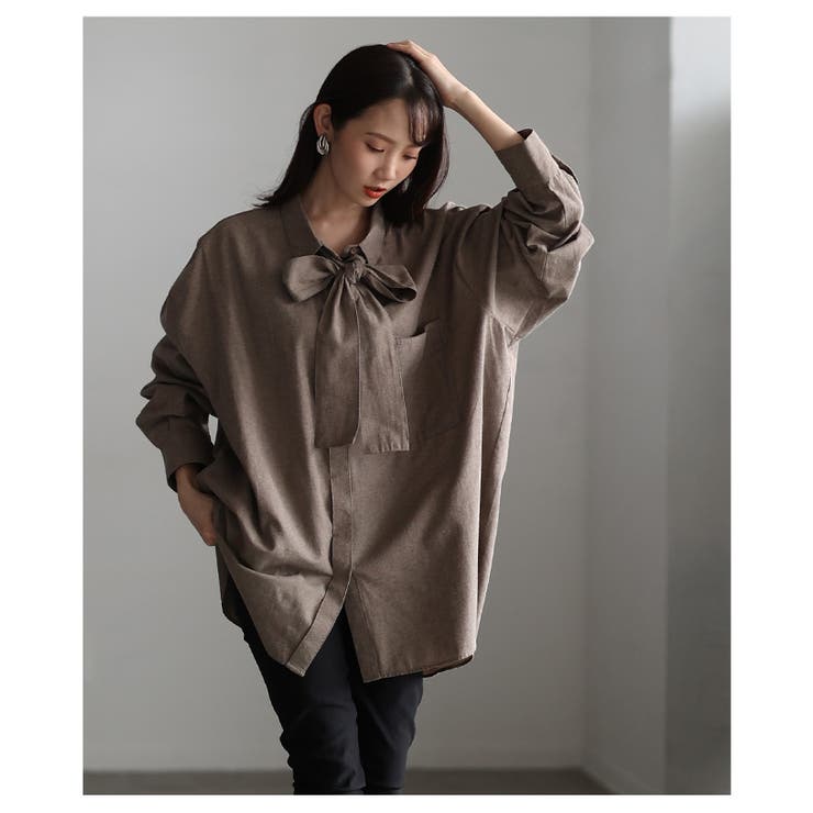 こなれるラフ感漂うボウタイ付きダンガリーロングシャツ レディース ファッション | Sawa a la mode | 詳細画像9 