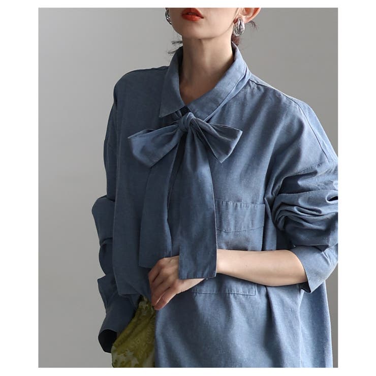 こなれるラフ感漂うボウタイ付きダンガリーロングシャツ レディース ファッション | Sawa a la mode | 詳細画像15 