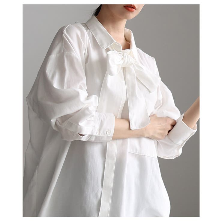 こなれるラフ感漂うボウタイ付きダンガリーロングシャツ レディース ファッション | Sawa a la mode | 詳細画像21 