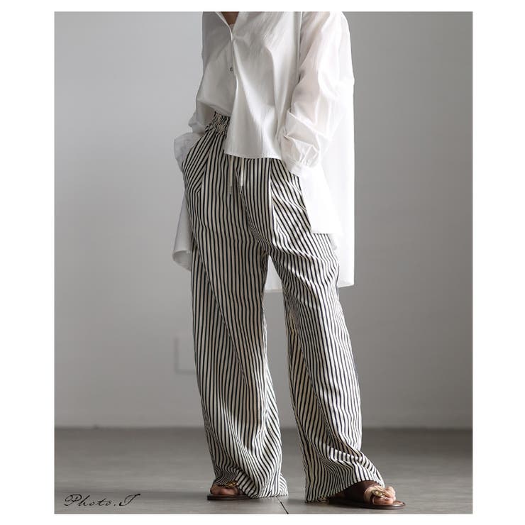 都会的こなれ感纏うストライプ柄イージーワイドパンツ レディース ファッション | Sawa a la mode | 詳細画像2 