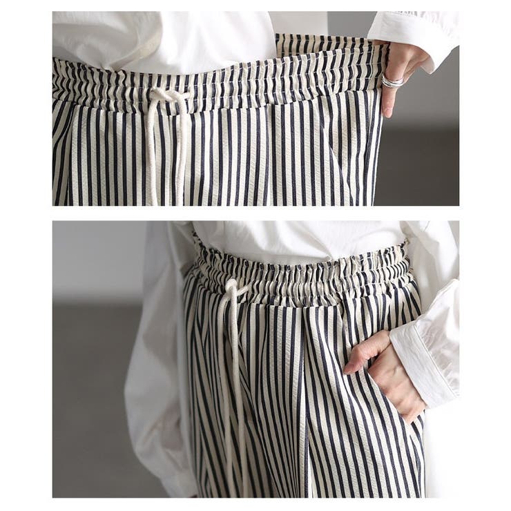 都会的こなれ感纏うストライプ柄イージーワイドパンツ レディース ファッション | Sawa a la mode | 詳細画像5 