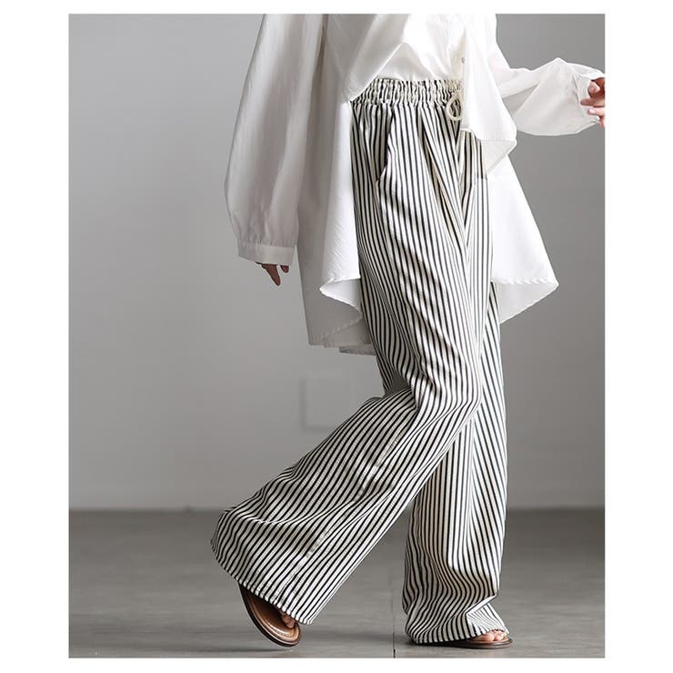 都会的こなれ感纏うストライプ柄イージーワイドパンツ レディース ファッション | Sawa a la mode | 詳細画像7 