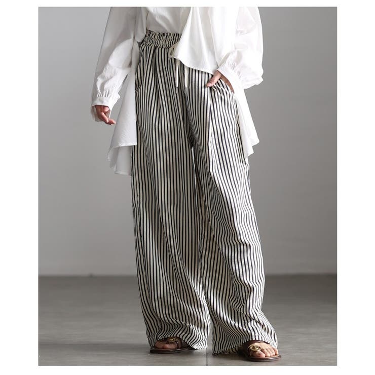 都会的こなれ感纏うストライプ柄イージーワイドパンツ レディース ファッション | Sawa a la mode | 詳細画像8 