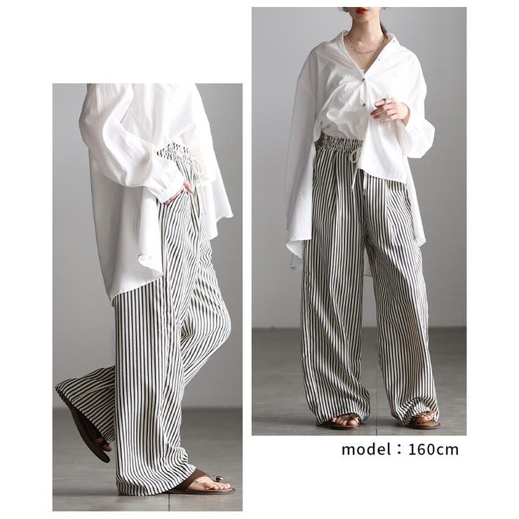 都会的こなれ感纏うストライプ柄イージーワイドパンツ レディース ファッション | Sawa a la mode | 詳細画像9 