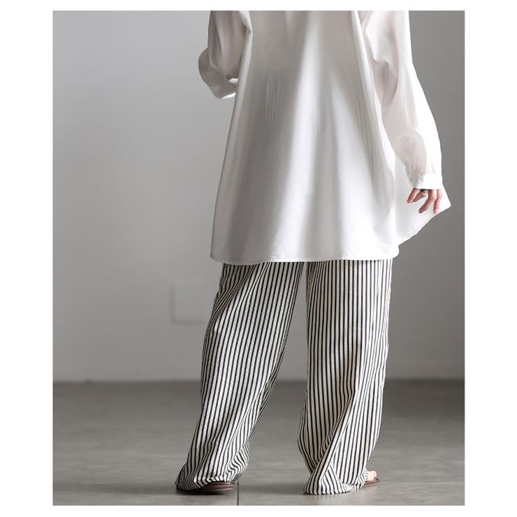 都会的こなれ感纏うストライプ柄イージーワイドパンツ レディース ファッション | Sawa a la mode | 詳細画像10 