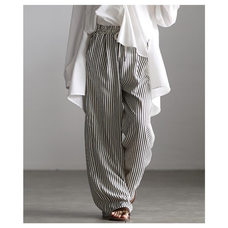 都会的こなれ感纏うストライプ柄イージーワイドパンツ レディース ファッション | Sawa a la mode | 詳細画像12 