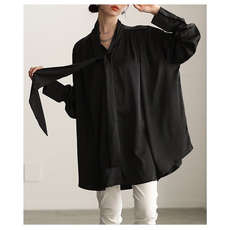 品よく決まるサテンボウタイチュニックブラウス レディース トップス | Sawa a la mode | 詳細画像9 