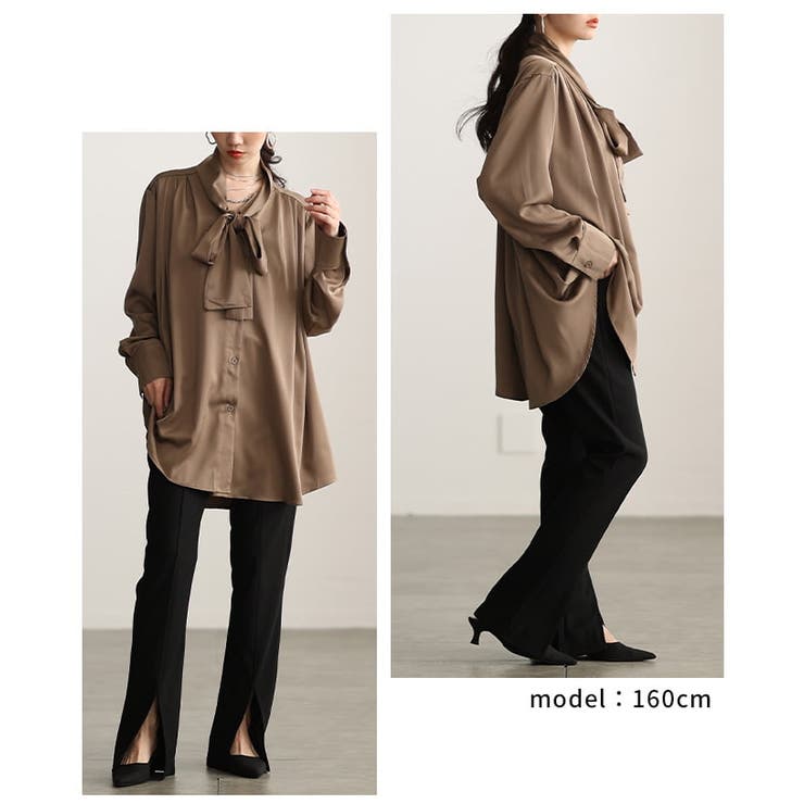 品よく決まるサテンボウタイチュニックブラウス レディース トップス | Sawa a la mode | 詳細画像10 