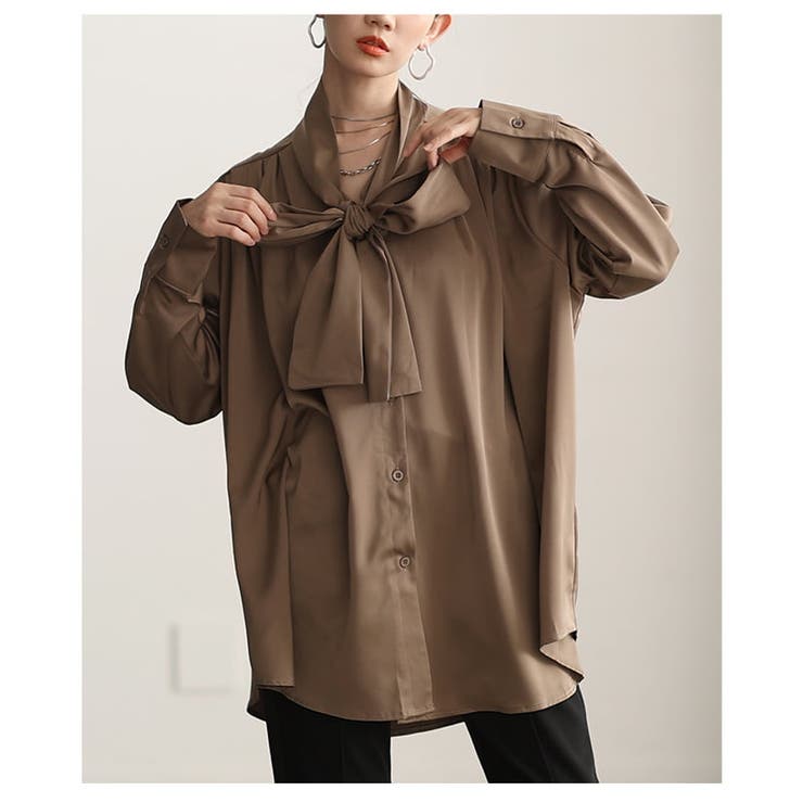 品よく決まるサテンボウタイチュニックブラウス レディース トップス | Sawa a la mode | 詳細画像14 